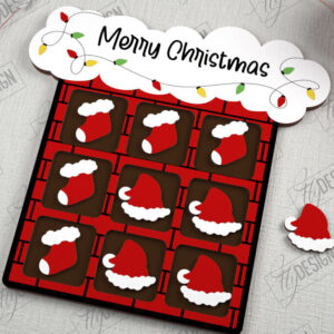 Intra απο ξύλο plywood  Χρώμα wenge 3mm-4mm πάχος - Χριστουγεννιάτικο Tic Tac Toe | Επιτραπέζιο παιχνίδι | CNC Δίασταση 15x15 cm INTRAFABR-111315624