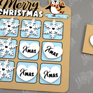 Intra απο ξύλο plywood  Χρώμα wenge 3mm-4mm πάχος - Χριστουγεννιάτικο Tic Tac Toe | Επιτραπέζιο παιχνίδι | CNC Δίασταση 15x15 cm INTRAFABR-111316005