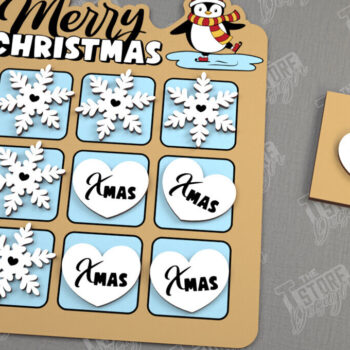 Intra απο ξύλο plywood Χρώμα wenge 3mm-4mm πάχος - Χριστουγεννιάτικο Tic Tac Toe | Επιτραπέζιο παιχνίδι | CNC Δίασταση 15x15 cm INTRAFABR-111316005 - Image 1