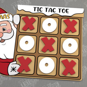 Intra απο ξύλο plywood  Χρώμα wenge 3mm-4mm πάχος - Χριστουγεννιάτικο Tic Tac Toe | Επιτραπέζιο παιχνίδι | CNC Δίασταση 15x15 cm INTRAFABR-107200589