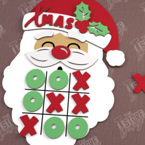 Intra απο ξύλο plywood  Χρώμα wenge 3mm-4mm πάχος - Χριστουγεννιάτικο Tic Tac Toe | Επιτραπέζιο παιχνίδι | CNC Δίασταση 15x15 cm INTRAFABR-107200531