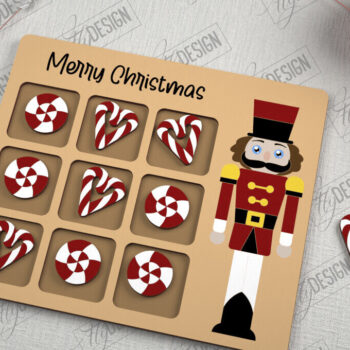 Intra απο ξύλο plywood Χρώμα wenge 3mm-4mm πάχος - Χριστουγεννιάτικο Tic Tac Toe | Επιτραπέζιο παιχνίδι | CNC Δίασταση 15x15 cm INTRAFABR-106233930 - Image 1