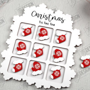 Intra απο ξύλο plywood  Χρώμα wenge 3mm-4mm πάχος - Χριστουγεννιάτικο Tic Tac Toe | Επιτραπέζιο παιχνίδι | CNC Δίασταση 15x15 cm INTRAFABR-124880328