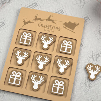 Intra απο ξύλο plywood  Χρώμα wenge 3mm-4mm πάχος - Χριστουγεννιάτικο Tic Tac Toe | Επιτραπέζιο παιχνίδι | CNC Δίασταση 15x15 cm INTRAFABR-124880790 - Image 1