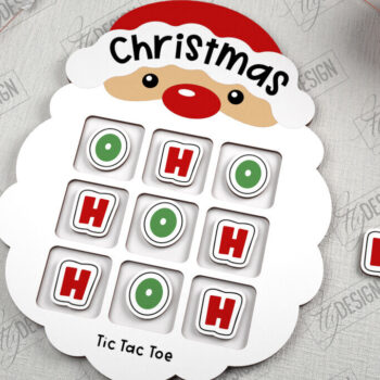 Intra απο ξύλο plywood  Χρώμα wenge 3mm-4mm πάχος - Χριστουγεννιάτικο Tic Tac Toe | Επιτραπέζιο παιχνίδι | CNC Δίασταση 15x15 cm INTRAFABR-77836433 - Image 1