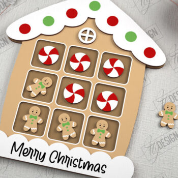 Intra απο ξύλο plywood Χρώμα wenge 3mm-4mm πάχος - Χριστουγεννιάτικο Tic Tac Toe | Επιτραπέζιο παιχνίδι | CNC Δίασταση 15x15 cm INTRAFABR-105465179 - Image 1