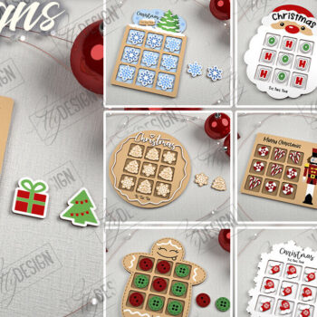 Intra απο ξύλο plywood  Χρώμα wenge 3mm-4mm πάχος - Χριστουγεννιάτικο Tic Tac Toe Bundle | CNC Δίασταση 15x15 cm INTRAFABR-15690034 - Image 1