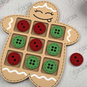 Intra απο ξύλο plywood  Χρώμα wenge 3mm-4mm πάχος - Χριστουγεννιάτικο Tic Tac Toe Bundle | CNC Δίασταση 15x15 cm INTRAFABR-15690034 - Image 2