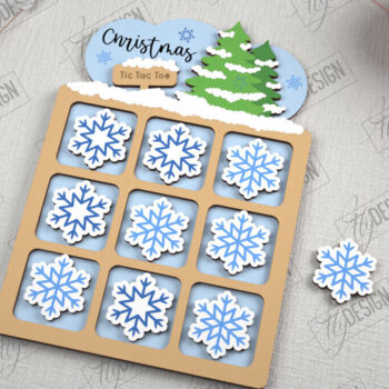 Intra απο ξύλο plywood  Χρώμα wenge 3mm-4mm πάχος - Χριστουγεννιάτικο Tic Tac Toe Bundle | CNC Δίασταση 15x15 cm INTRAFABR-15690034 - Image 6