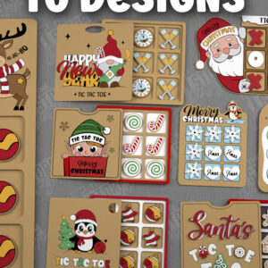 Intra απο ξύλο plywood  Χρώμα wenge 3mm-4mm πάχος - Χριστουγεννιάτικο Tic Tac Toe Bundle|Επιτραπέζια παιχνίδια Δίασταση 15x15 cm INTRAFABR-15155659