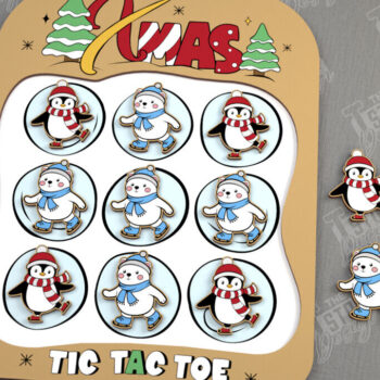 Intra απο ξύλο plywood Χρώμα wenge 3mm-4mm πάχος - Χριστουγεννιάτικο Tic Tac Toe Bundle|Επιτραπέζια παιχνίδια Δίασταση 15x15 cm INTRAFABR-15155659 - Image 2