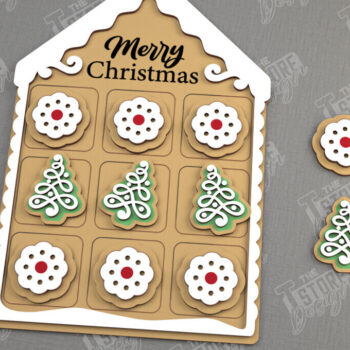 Intra απο ξύλο plywood Χρώμα wenge 3mm-4mm πάχος - Χριστουγεννιάτικο Tic Tac Toe Bundle|Επιτραπέζια παιχνίδια Δίασταση 15x15 cm INTRAFABR-15155659 - Image 3