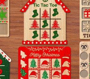 Intra απο ξύλο plywood  Χρώμα wenge 3mm-4mm πάχος - Χριστουγεννιάτικο παιχνίδι Tic Tac Toe Δίασταση 15x15 cm INTRAFABR-80785918