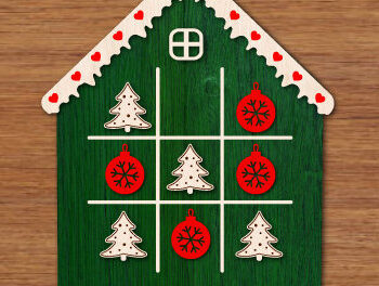 Intra απο ξύλο plywood  Χρώμα wenge 3mm-4mm πάχος - Χριστουγεννιάτικο παιχνίδι Tic Tac Toe Δίασταση 15x15 cm INTRAFABR-80785918 - Image 2