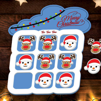 Intra απο ξύλο plywood  Χρώμα wenge 3mm-4mm πάχος - Χριστουγεννιάτικο παιχνίδι Tic Tac Toe Δίασταση 15x15 cm INTRAFABR-81142164 - Image 1