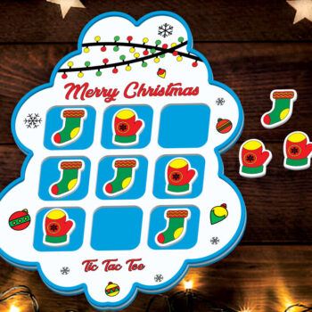 Intra απο ξύλο plywood  Χρώμα wenge 3mm-4mm πάχος - Χριστουγεννιάτικο παιχνίδι Tic Tac Toe Δίασταση 15x15 cm INTRAFABR-81142168 - Image 1