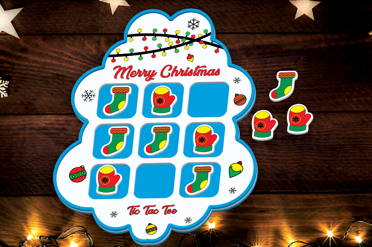 Intra απο ξύλο plywood  Χρώμα wenge 3mm-4mm πάχος - Χριστουγεννιάτικο παιχνίδι Tic Tac Toe Δίασταση 15x15 cm INTRAFABR-81142168