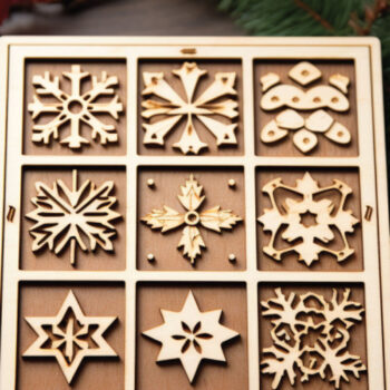 Intra απο ξύλο plywood  Χρώμα wenge 3mm-4mm πάχος - Χριστουγεννιάτικο παιχνίδι Tic Tac Toe Δίασταση 4x4 cm INTRAFABR-81142172 - Image 1