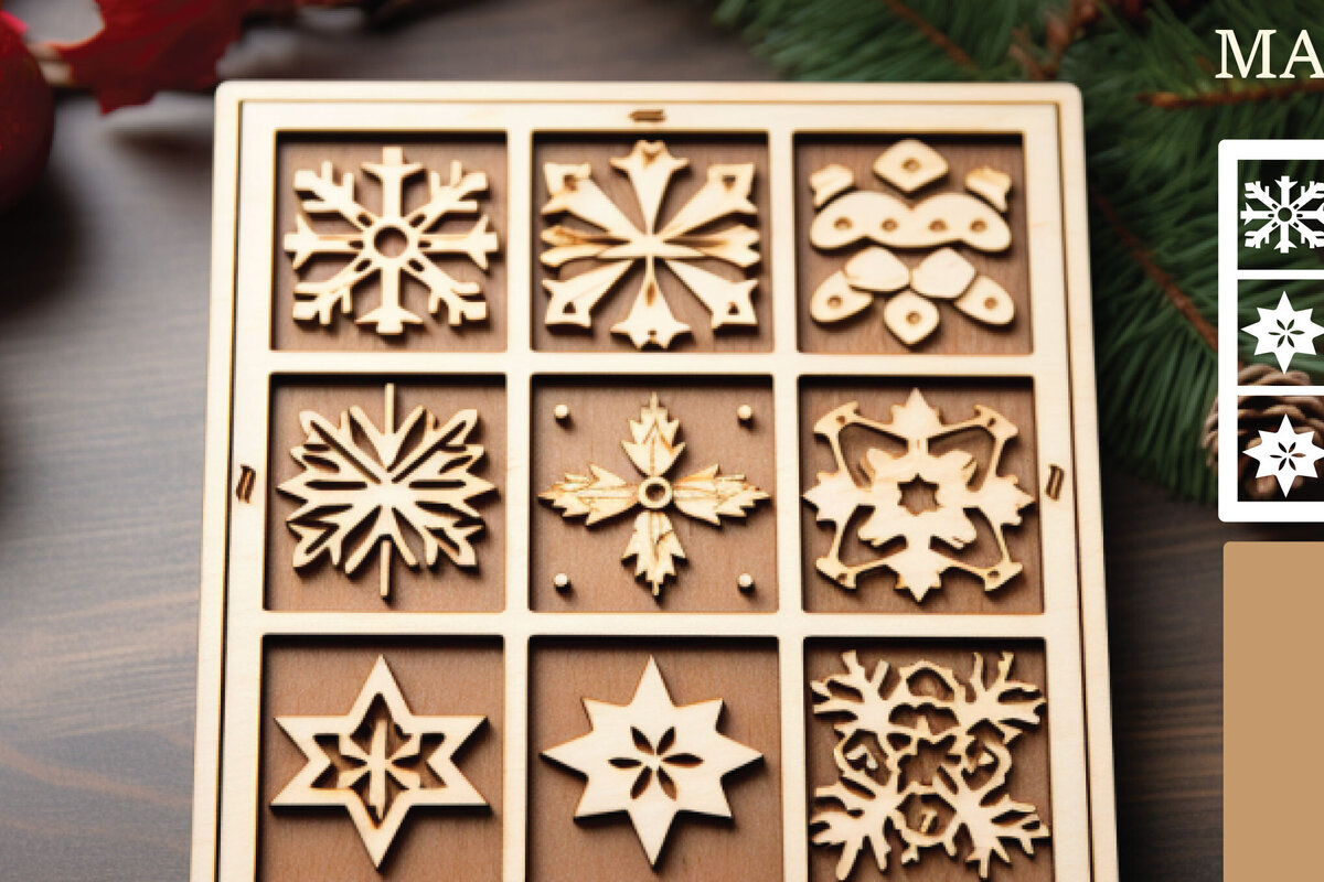 Intra απο ξύλο plywood  Χρώμα wenge 3mm-4mm πάχος - Χριστουγεννιάτικο παιχνίδι Tic Tac Toe Δίασταση 4x4 cm INTRAFABR-81142172