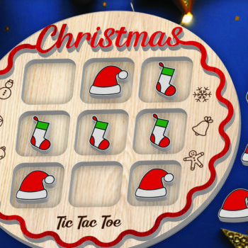 Intra απο ξύλο plywood  Χρώμα wenge 3mm-4mm πάχος - Χριστουγεννιάτικο παιχνίδι Tic Tac Toe Δίασταση 15x15 cm INTRAFABR-35796364 - Image 1