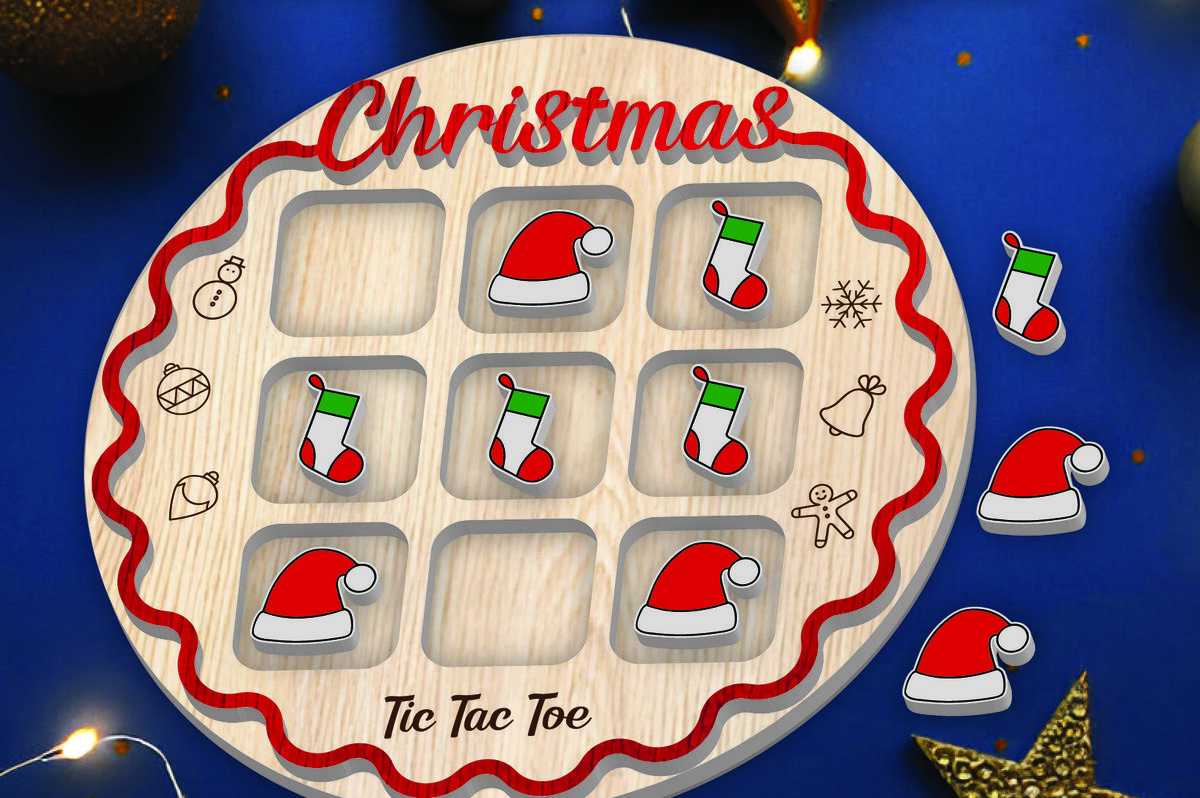 Intra απο ξύλο plywood  Χρώμα wenge 3mm-4mm πάχος - Χριστουγεννιάτικο παιχνίδι Tic Tac Toe Δίασταση 15x15 cm INTRAFABR-35796364