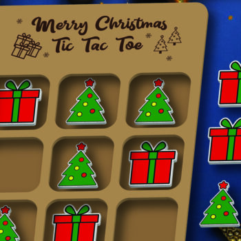 Intra απο ξύλο plywood  Χρώμα wenge 3mm-4mm πάχος - Χριστουγεννιάτικο παιχνίδι Tic Tac Toe Δίασταση 15x15 cm INTRAFABR-35796369 - Image 1