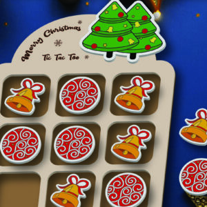 Intra απο ξύλο plywood  Χρώμα wenge 3mm-4mm πάχος - Χριστουγεννιάτικο παιχνίδι Tic Tac Toe Δίασταση 15x15 cm INTRAFABR-35796374