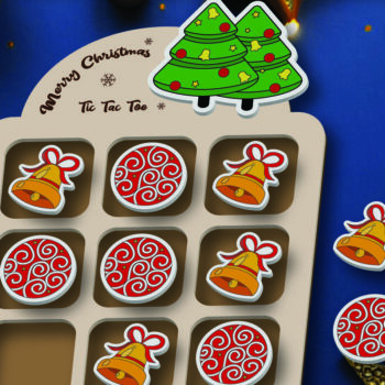 Intra απο ξύλο plywood  Χρώμα wenge 3mm-4mm πάχος - Χριστουγεννιάτικο παιχνίδι Tic Tac Toe Δίασταση 15x15 cm INTRAFABR-35796374 - Image 1