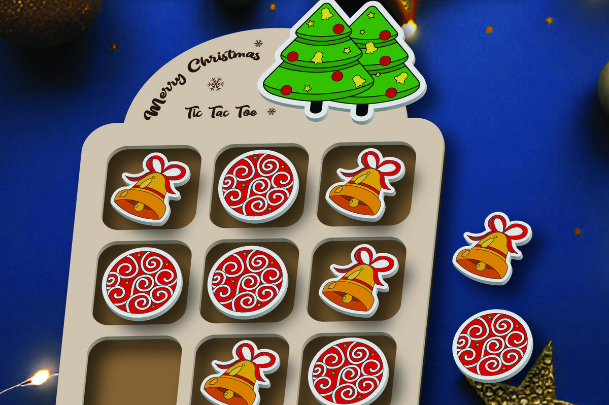 Intra απο ξύλο plywood  Χρώμα wenge 3mm-4mm πάχος - Χριστουγεννιάτικο παιχνίδι Tic Tac Toe Δίασταση 15x15 cm INTRAFABR-35796374