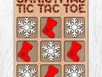 Intra απο ξύλο plywood  Χρώμα wenge 3mm-4mm πάχος - Χριστουγεννιάτικο παιχνίδι Tic Tac Toe Δίασταση 15x15 cm INTRAFABR-80733945 - Image 1