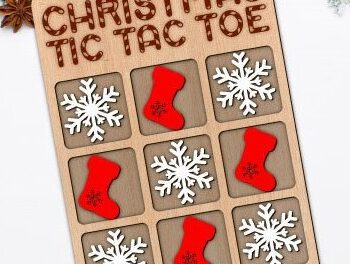 Intra απο ξύλο plywood  Χρώμα wenge 3mm-4mm πάχος - Χριστουγεννιάτικο παιχνίδι Tic Tac Toe Δίασταση 15x15 cm INTRAFABR-80733945 - Image 2