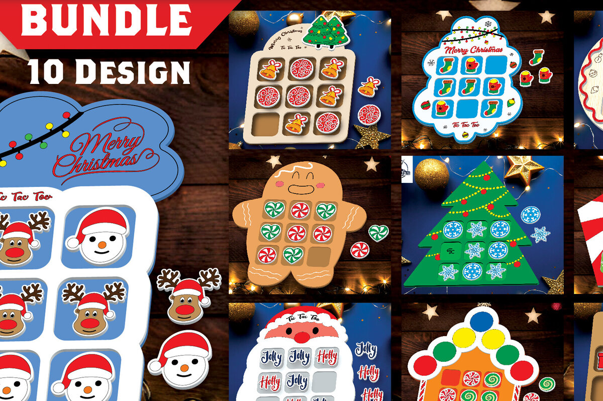 Intra απο ξύλο plywood  Χρώμα wenge 3mm-4mm πάχος - Πακέτο Παιχνιδιού Tic Tac Toe Χριστουγέννων Δίασταση 15x15 cm INTRAFABR-80142325