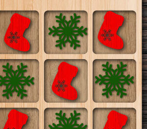 Intra απο ξύλο plywood  Χρώμα wenge 3mm-4mm πάχος - Χριστουγεννιάτικο παιχνίδι Tic Tac Toe Δίασταση 15x15 cm INTRAFABR-80143446