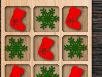 Intra απο ξύλο plywood  Χρώμα wenge 3mm-4mm πάχος - Χριστουγεννιάτικο παιχνίδι Tic Tac Toe Δίασταση 15x15 cm INTRAFABR-80143446 - Image 1