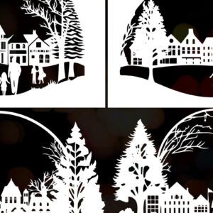 Intra απο ξύλο plywood  Χρώμα wenge 3mm-4mm πάχος - Πακέτο Παραδοσιακής Πόλης Χριστουγέννων Δίασταση 4x4 cm INTRAFABR-79071523