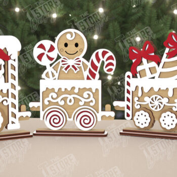 Intra απο ξύλο plywood  Χρώμα wenge 3mm-4mm πάχος - Πακέτο χριστουγεννιάτικου τρένου | Ιδέα δώρου | CNC Δίασταση 15x15 cm INTRAFABR-76151988 - Image 3