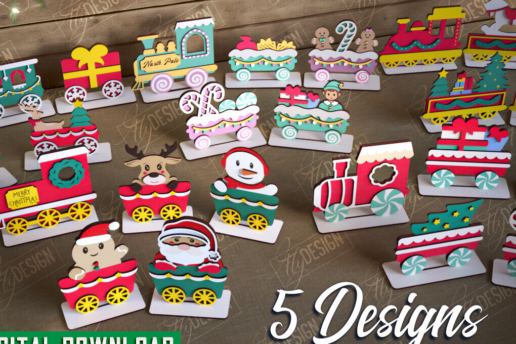 Intra απο ξύλο plywood  Χρώμα wenge 3mm-4mm πάχος - Πακέτο χριστουγεννιάτικου τρένου | Διακόσμηση διακοπών Δίασταση 15x15 cm INTRAFABR-78596119