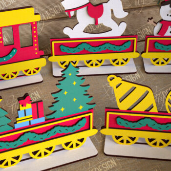 Intra απο ξύλο plywood  Χρώμα wenge 3mm-4mm πάχος - Πακέτο χριστουγεννιάτικου τρένου | Διακόσμηση διακοπών Δίασταση 15x15 cm INTRAFABR-78596119 - Image 5