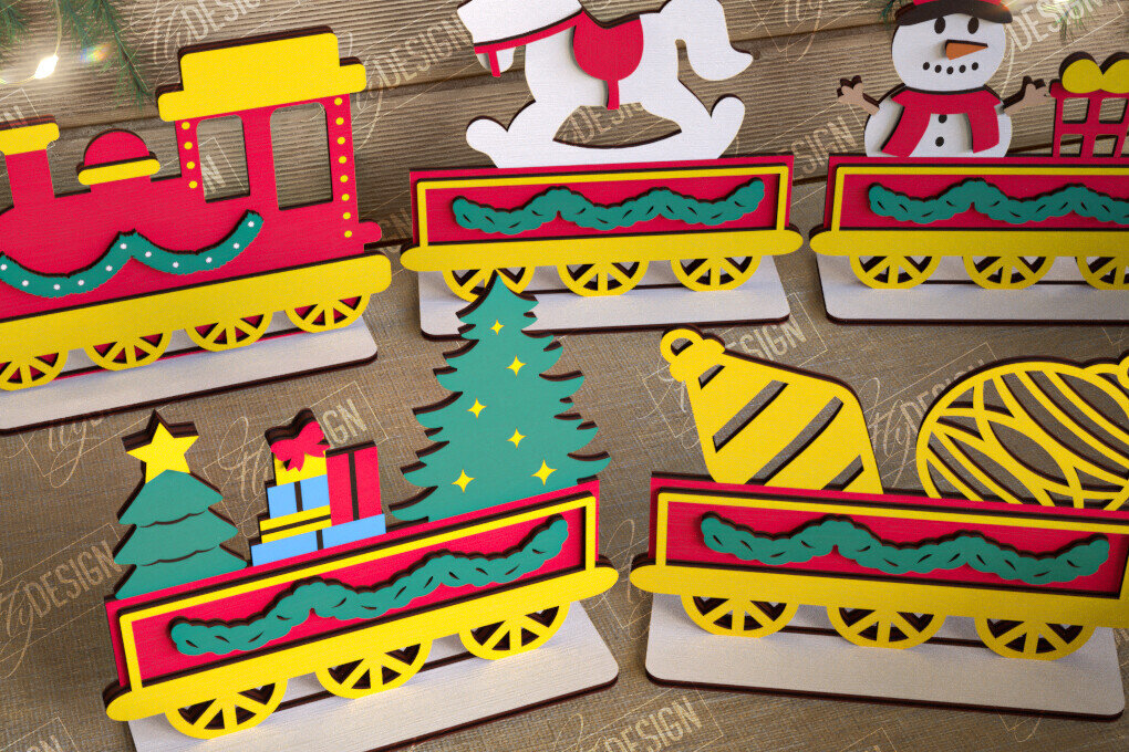 Intra απο ξύλο plywood  Χρώμα wenge 3mm-4mm πάχος - Χριστουγεννιάτικο Τρένο | Διακοπές | Το τρένο του Άη Βασίλη Δίασταση 15x15 cm INTRAFABR-124700784