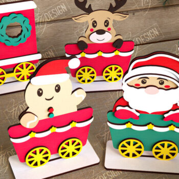 Intra απο ξύλο plywood  Χρώμα wenge 3mm-4mm πάχος - Χριστουγεννιάτικο Τρένο | Διακοπές | Το τρένο του Άη Βασίλη Δίασταση 15x15 cm INTRAFABR-76989354 - Image 1