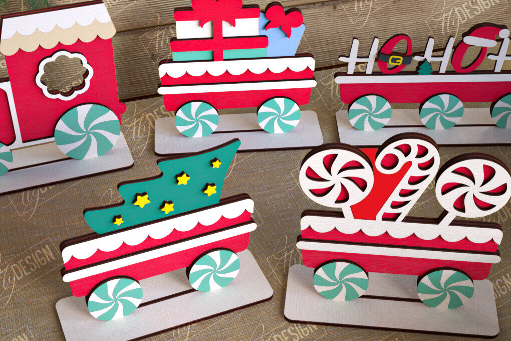 Intra απο ξύλο plywood  Χρώμα wenge 3mm-4mm πάχος - Χριστουγεννιάτικο Τρένο | Διακοπές | Το τρένο του Άη Βασίλη Δίασταση 15x15 cm INTRAFABR-79576846