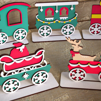 Intra απο ξύλο plywood  Χρώμα wenge 3mm-4mm πάχος - Χριστουγεννιάτικο Τρένο | Διακοπές | Το τρένο του Άη Βασίλη Δίασταση 15x15 cm INTRAFABR-105294880 - Image 1