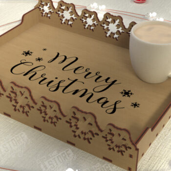 Intra απο ξύλο plywood  Χρώμα wenge 3mm-4mm πάχος - Χριστουγεννιάτικος Δίσκος | Δίσκος ορεκτικών για σνακ Δίασταση 15x15 cm INTRAFABR-100966399 - Image 1