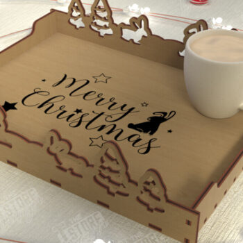 Intra απο ξύλο plywood  Χρώμα wenge 3mm-4mm πάχος - Χριστουγεννιάτικος Δίσκος | Δίσκος ορεκτικών για σνακ Δίασταση 15x15 cm INTRAFABR-101127439 - Image 1