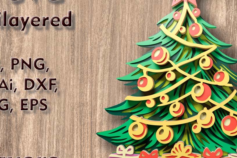 Intra απο ξύλο plywood  Χρώμα wenge 3mm-4mm πάχος - με λέιζερ 3d Χριστουγεννιάτικου Δέντρου Δίασταση 250x210 cm INTRAFABR-103955979