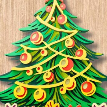 Intra απο ξύλο plywood  Χρώμα wenge 3mm-4mm πάχος - με λέιζερ 3d Χριστουγεννιάτικου Δέντρου Δίασταση 250x210 cm INTRAFABR-103955979 - Image 2