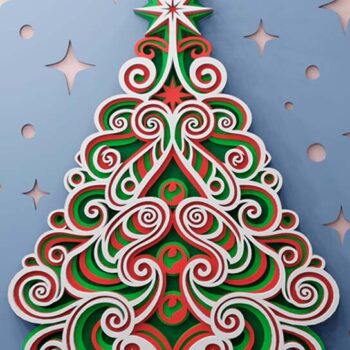 Intra απο ξύλο plywood Χρώμα wenge 3mm-4mm πάχος - Χριστουγεννιάτικο δέντρο 3d Πολυεπίπεδα Αρχεία Δίασταση 270x270 cm INTRAFABR-104435505 - Image 2