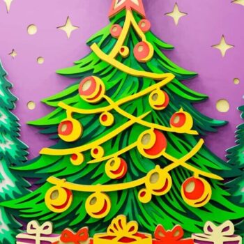 Intra απο ξύλο plywood Χρώμα wenge 3mm-4mm πάχος - Χριστουγεννιάτικο δέντρο 3d Multilayer Δίασταση 270x270 cm INTRAFABR-104435656 - Image 2