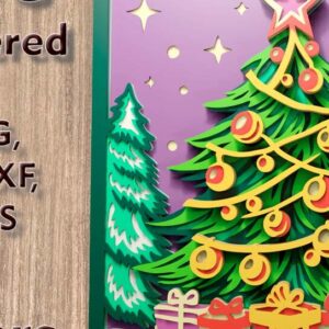 Intra απο ξύλο plywood  Χρώμα wenge 3mm-4mm πάχος - Χριστουγεννιάτικο δέντρο 3d Multilayer Δίασταση 270x270 cm INTRAFABR-104435656