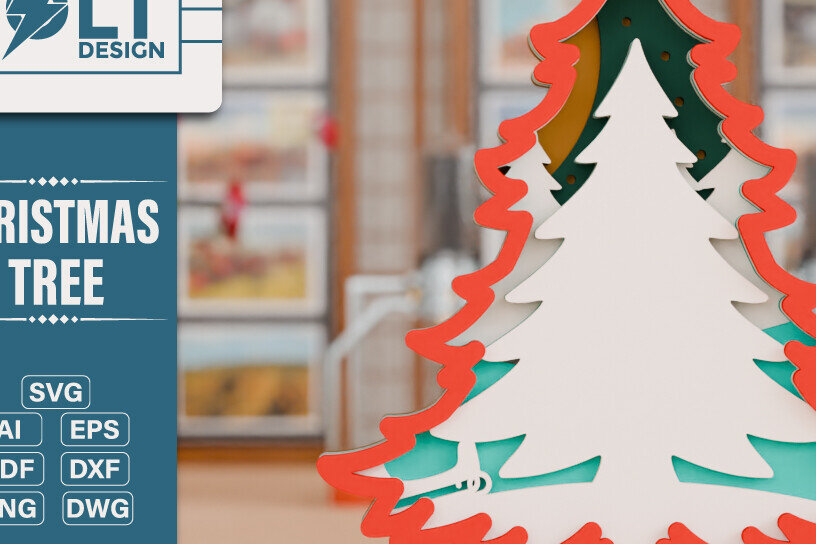 Intra απο ξύλο plywood  Χρώμα wenge 3mm-4mm πάχος - Χριστουγεννιάτικο δέντρο 3D Πολυστρωματική κοπή Δίασταση 20x25 cm INTRAFABR-104434190